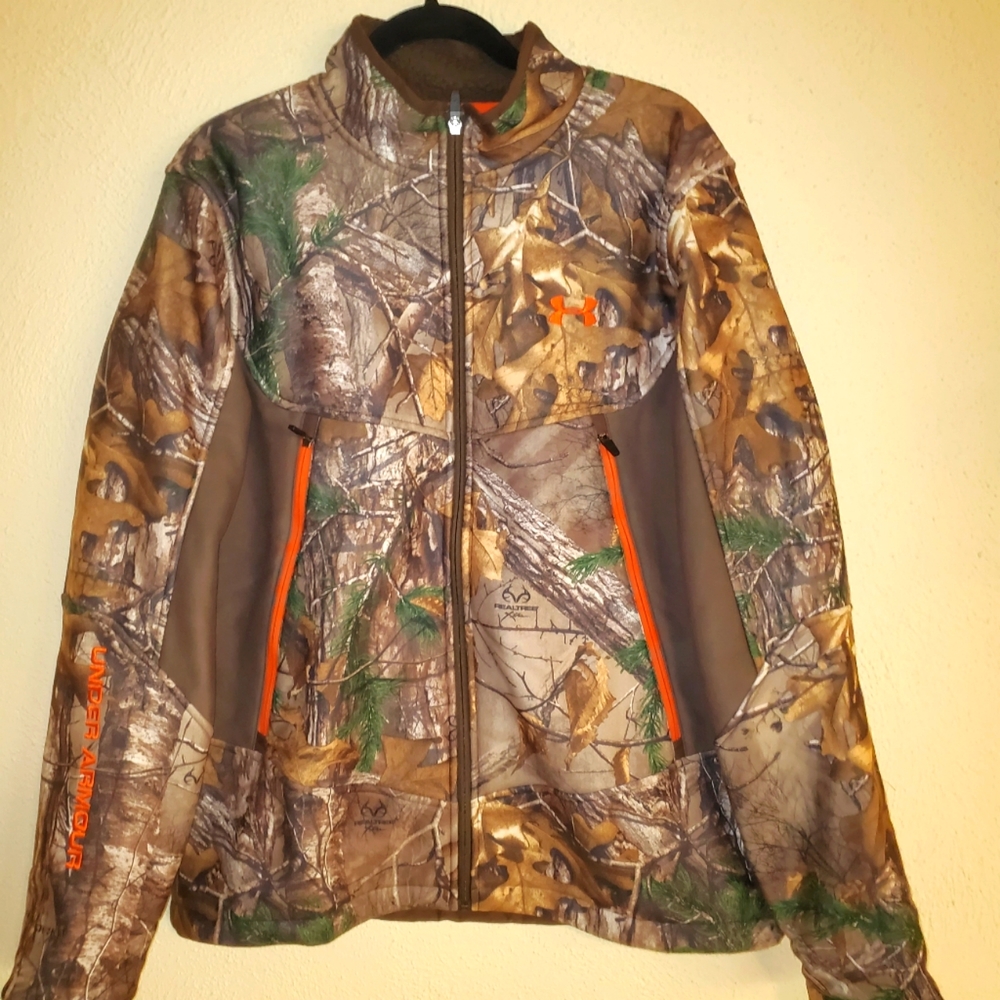 Under Armour Ayton Camo Coldgear Storm Jacket Realtree Large Hunting Gear Water.
